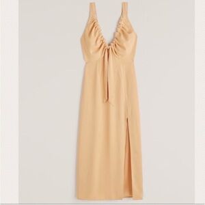 Abercrombie & Fitch Cinched Neck Light Orange Midi Dress